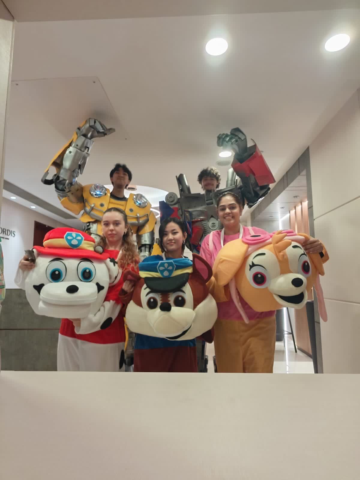 Paw Patrol costumed characters at a Newtonshow birthday party in Hong Kong